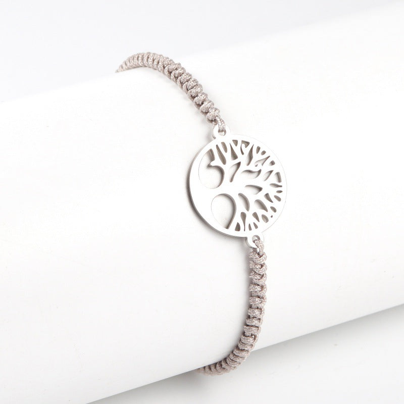 Grands bracelets creux réglables en acier inoxydable, arbre coloré