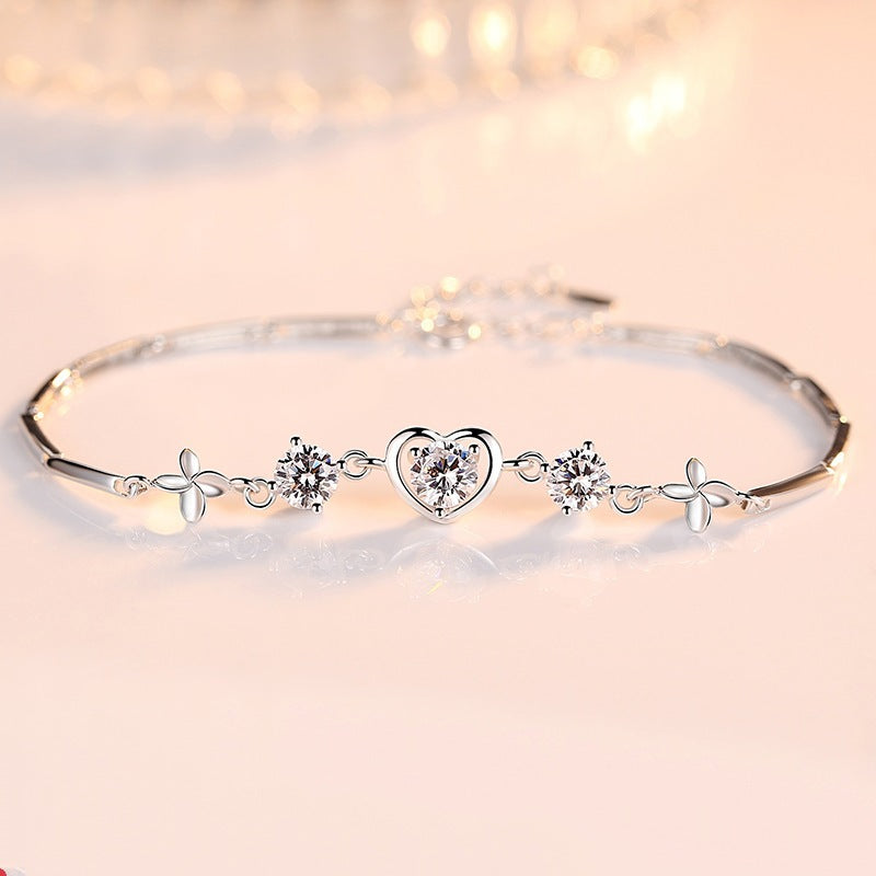 Trèfle en forme de coeur femme coréenne Simple Style Mori petite amie Bracelets de saint valentin