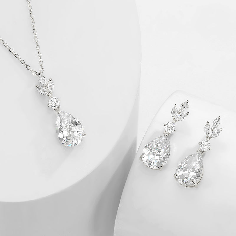 Bridal Formal Dress Fashion Water Drops Zircon Earrings