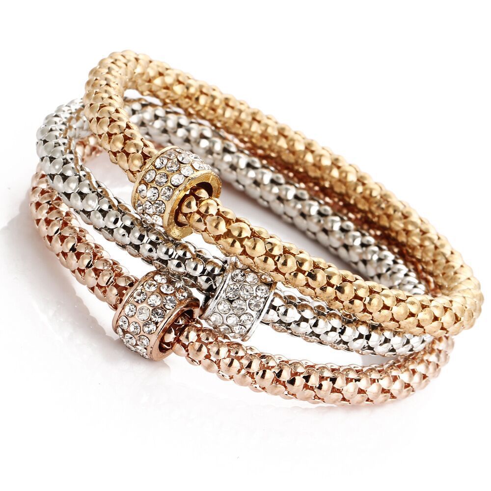 Bracelets papillon en diamant avec chaîne de maïs soufflé extensible pour femmes