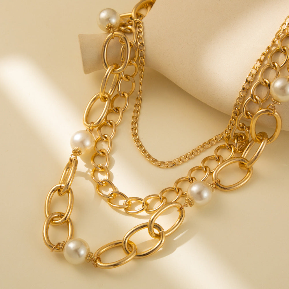 And Versatile Imitation Pearl Stitching Aluminum Necklaces