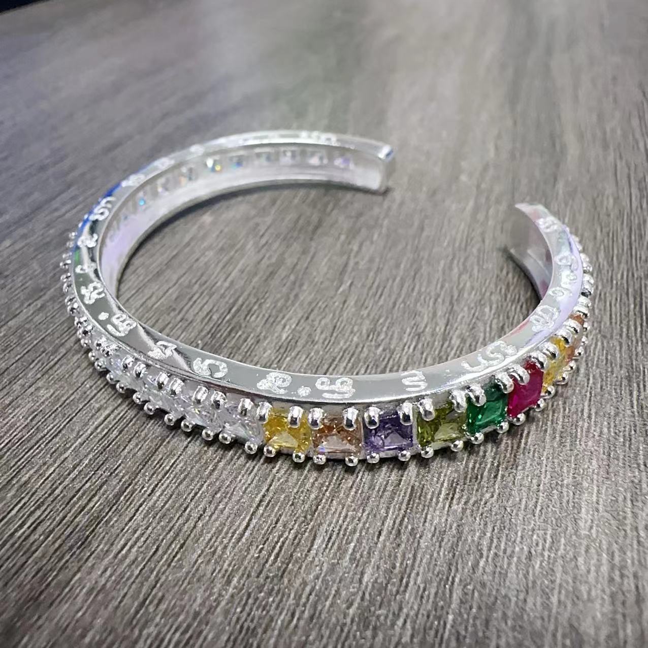 Dollar Man Colorful Female Opening Adjustable Imitation Moissanite Full Diamond Bracelets