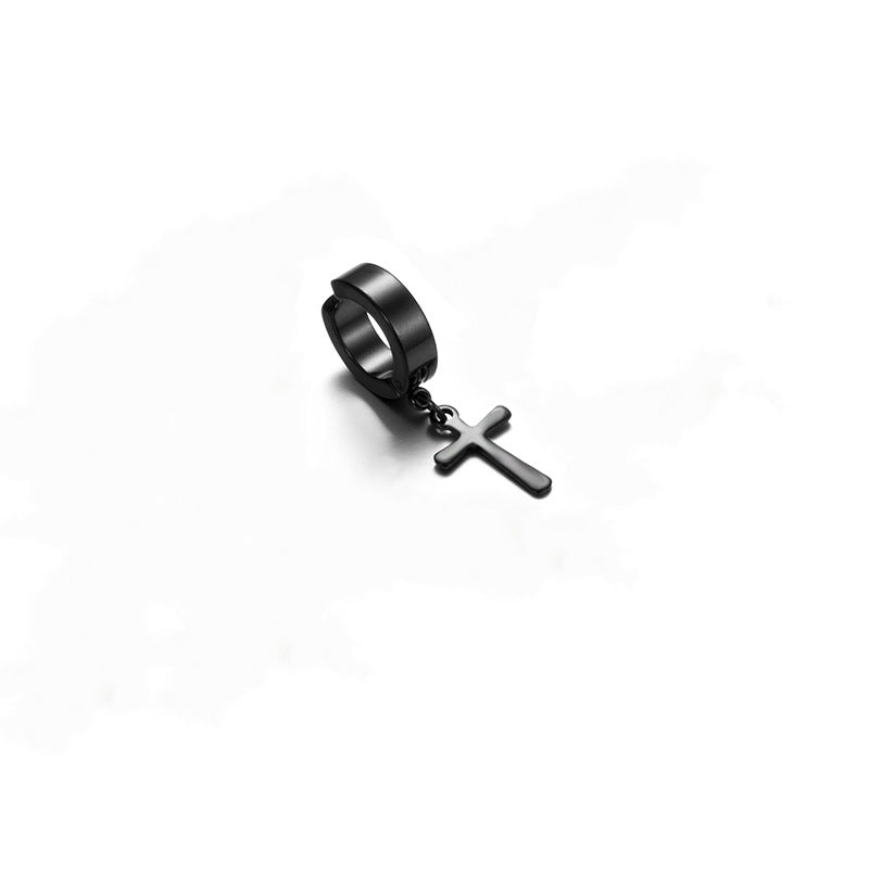 Stainless Steel Cross Golden Trend Fashion Eardrop Ear Clip
