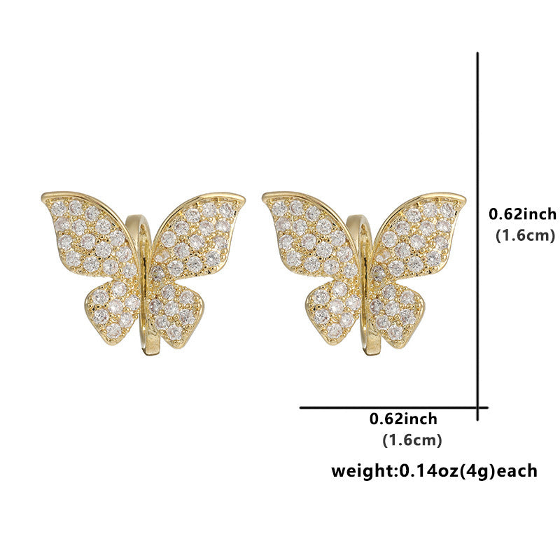 High-grade Full Diamond Exquisite Butterfly Light Earrings