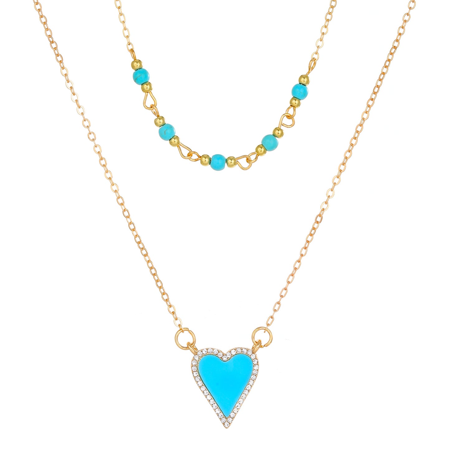 Bohemian Double Layers Loving Heart Female Style Creative Design Necklaces