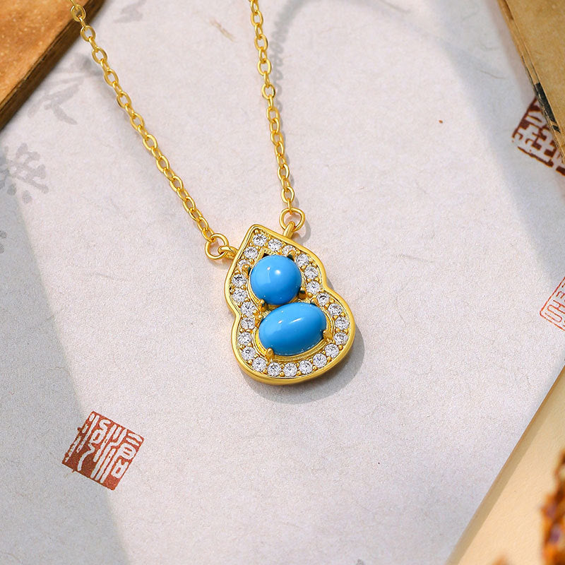 Imitation Turquoise Gourd Small White Clavicle Necklaces