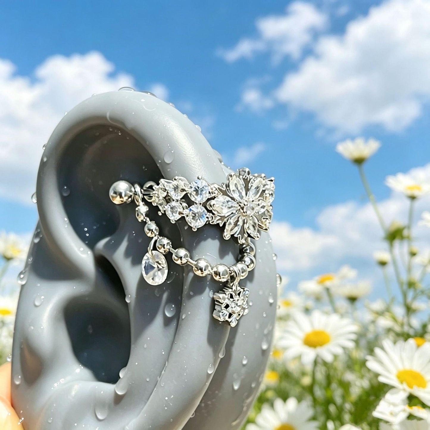 Chain Snowflake Ear Bone Fashion Fresh Temperament Lady Joker Detachable Rings