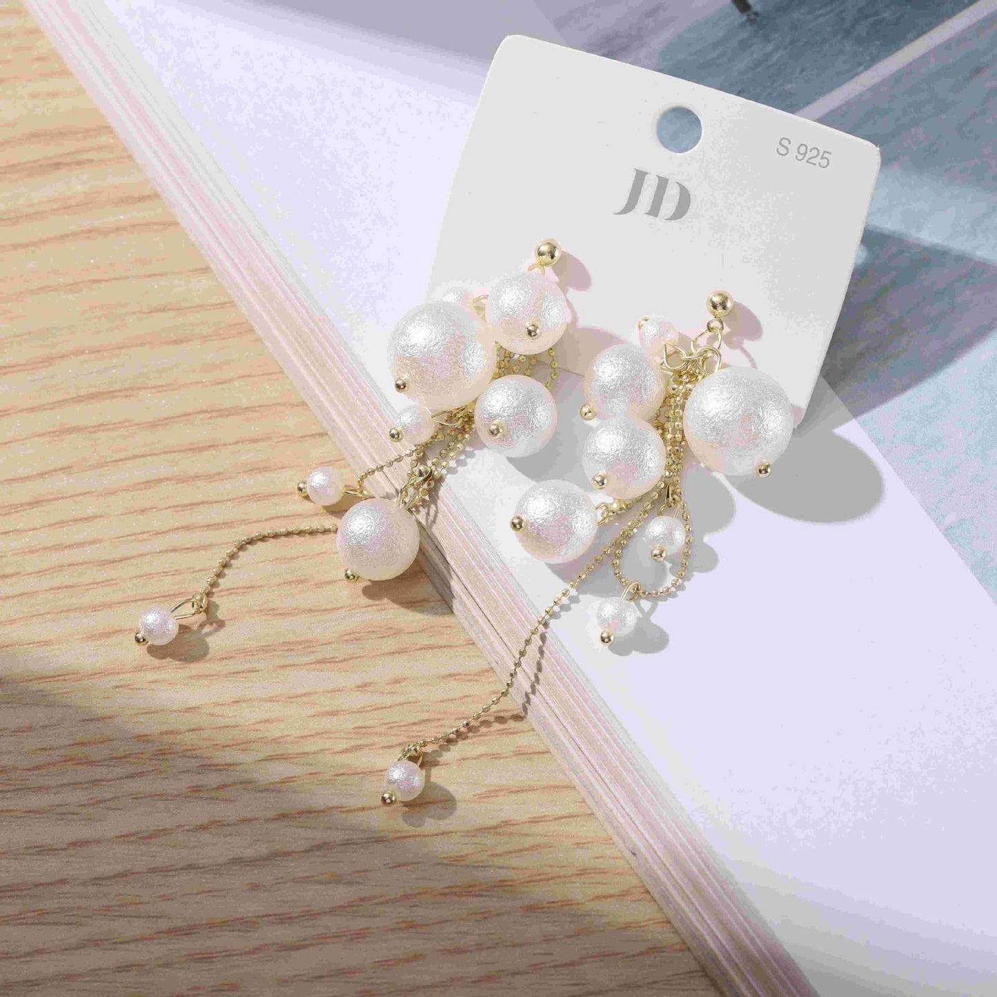 Romantic Vacation Style Cotton Pearl Tassel Earrings