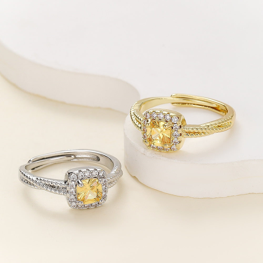 Cube Sugar Female Niche Design Senior Open Cold Wind Rings