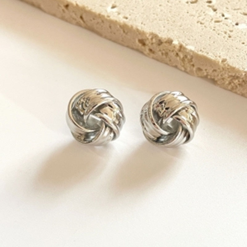 Special Offer Simple Circle Twist Knotted Golden Stud Earrings