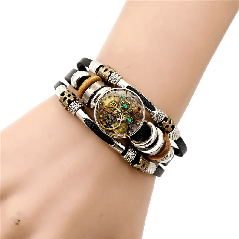 Women's & Men's & Mechanical Gear Pattern Leather And Retro Punk Bracelets