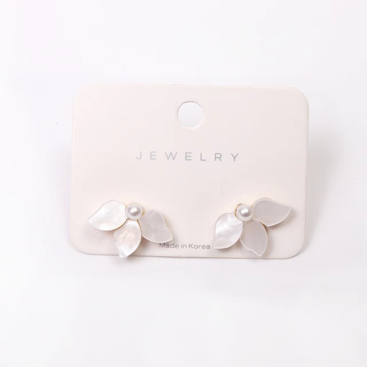 Sier Needle White Shell Petal Advanced Design Female Earrings