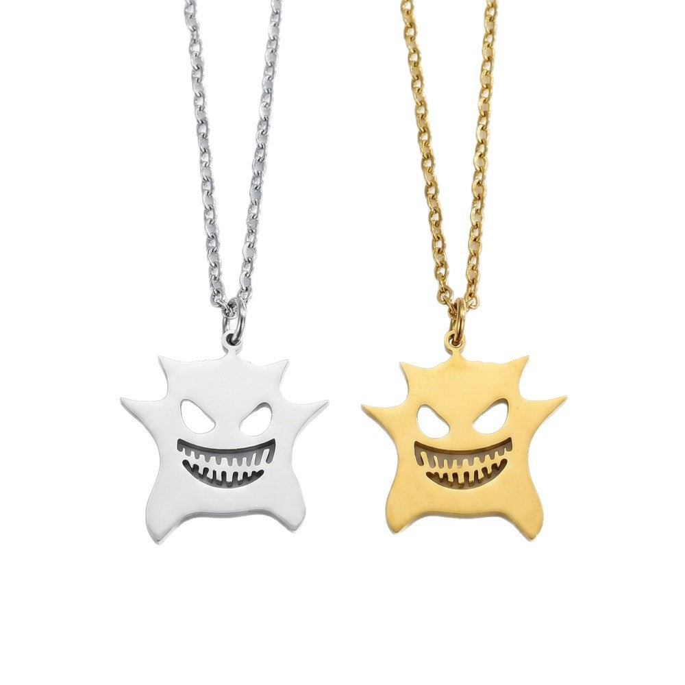 Suite Stainless Steel Grimace Eardrops Sweet Cool Style Niche Clavicle Jewelry Set