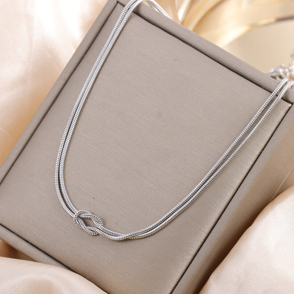 Titanium Steel Double Layer Twin Knotted Simple Affordable Luxury Fashion Jewelry Set