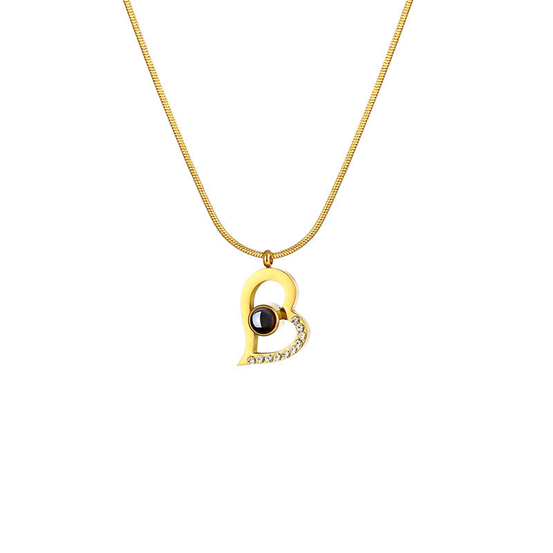 Steel Language Love You Small Beads Projection Special Interest Light Necklace