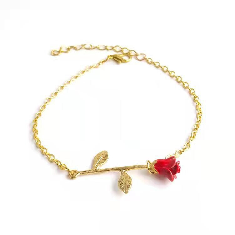 Cute Little Prince Rose Series Hand Painting Light Luxury Jewelry Set