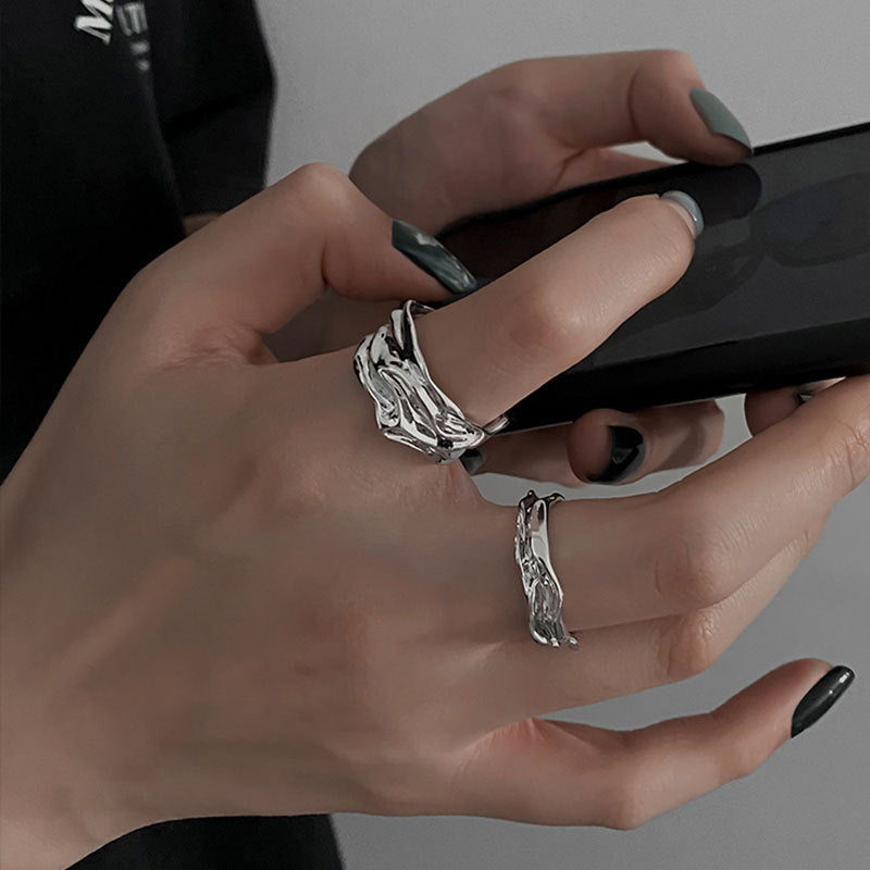 Irregular Opening Adjustable Female Cold Wind Light Rings