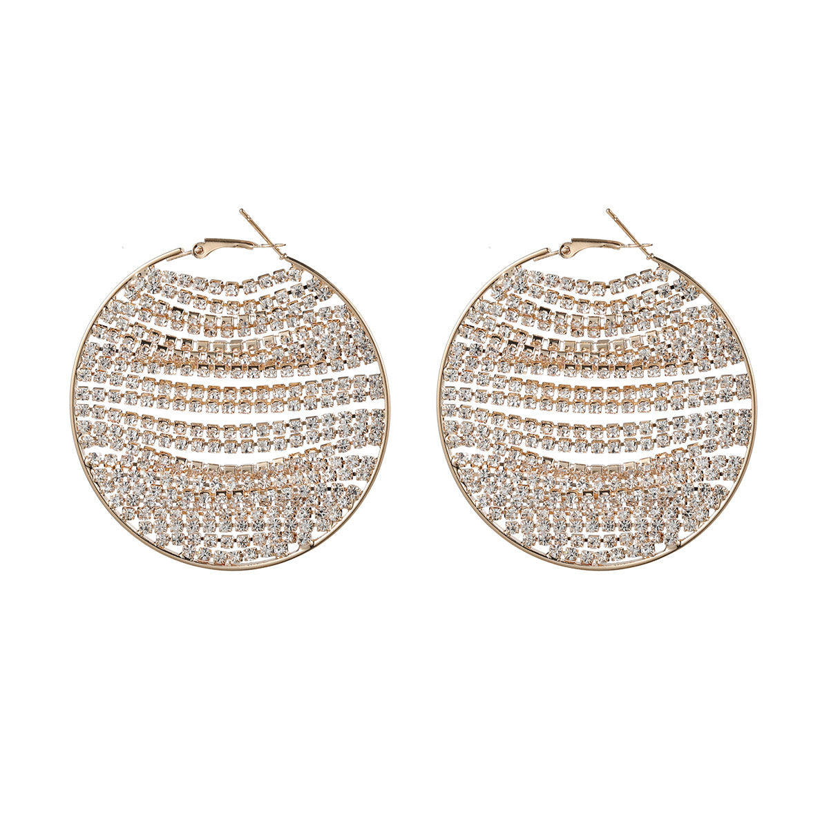 Boucles d'oreilles en maille ronde exagérée pour femme, chaîne en cuivre