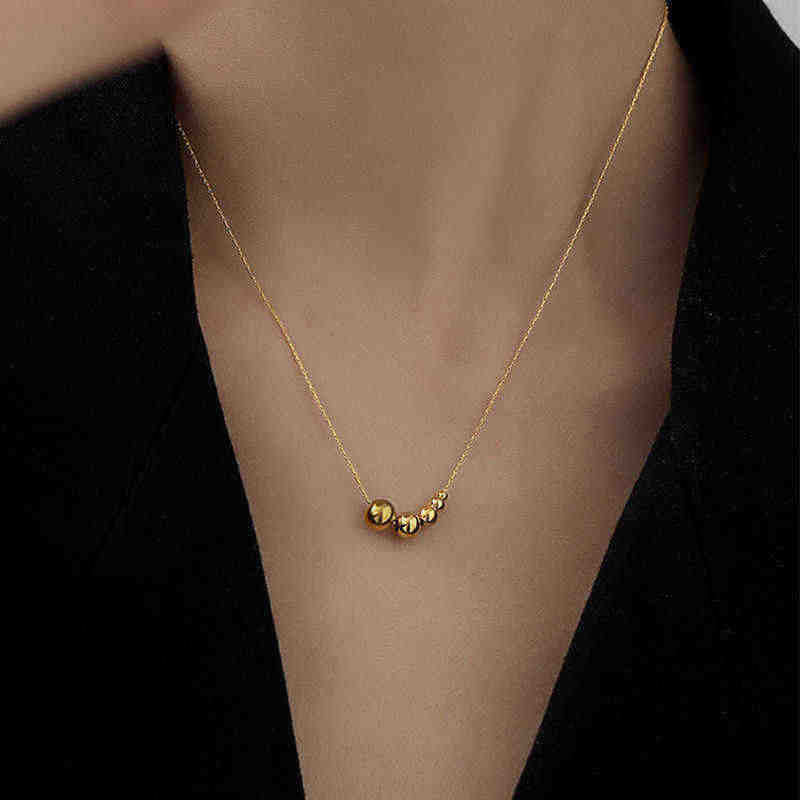 Golden Bean Female Clavicle Chain Stainless Steel Necklaces