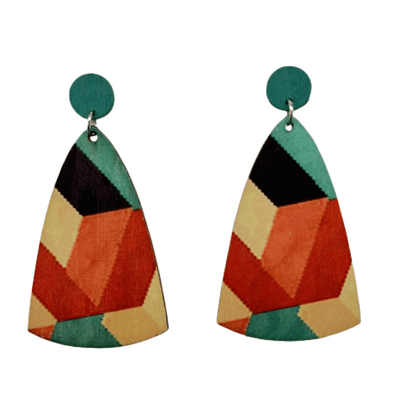 Bohemian Dangle Exaggerated Paint Color Striped Earrings