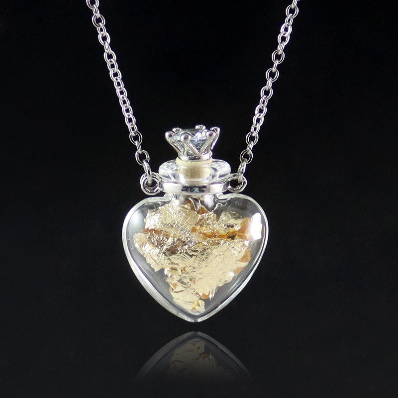 Transparent Heart-shaped Colored Glaze Perfume Essential Necklaces