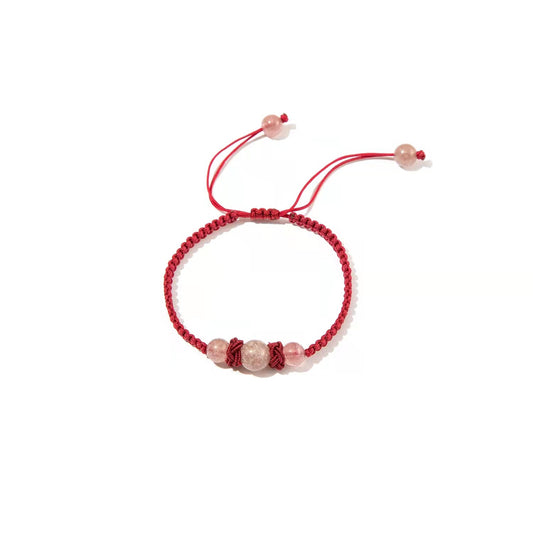 Dragonne tissée par femme de quartz de fraise naturelle outre des bracelets simples