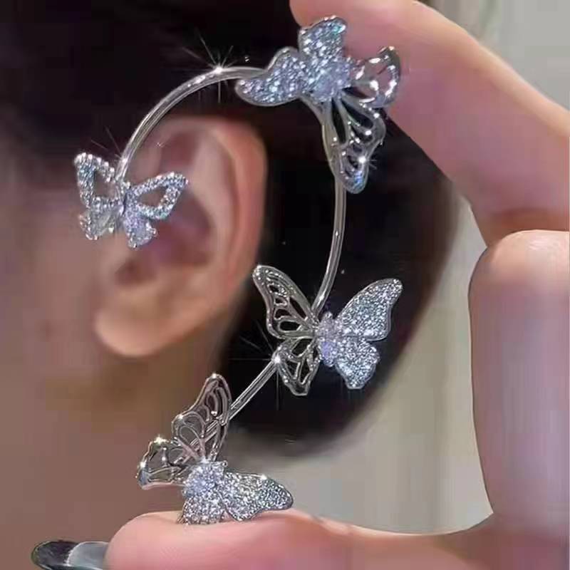 Hollow Butterfly Hook Tassel Flowers Snowflake Wheat Wings Integrated High-grade Ear Clip