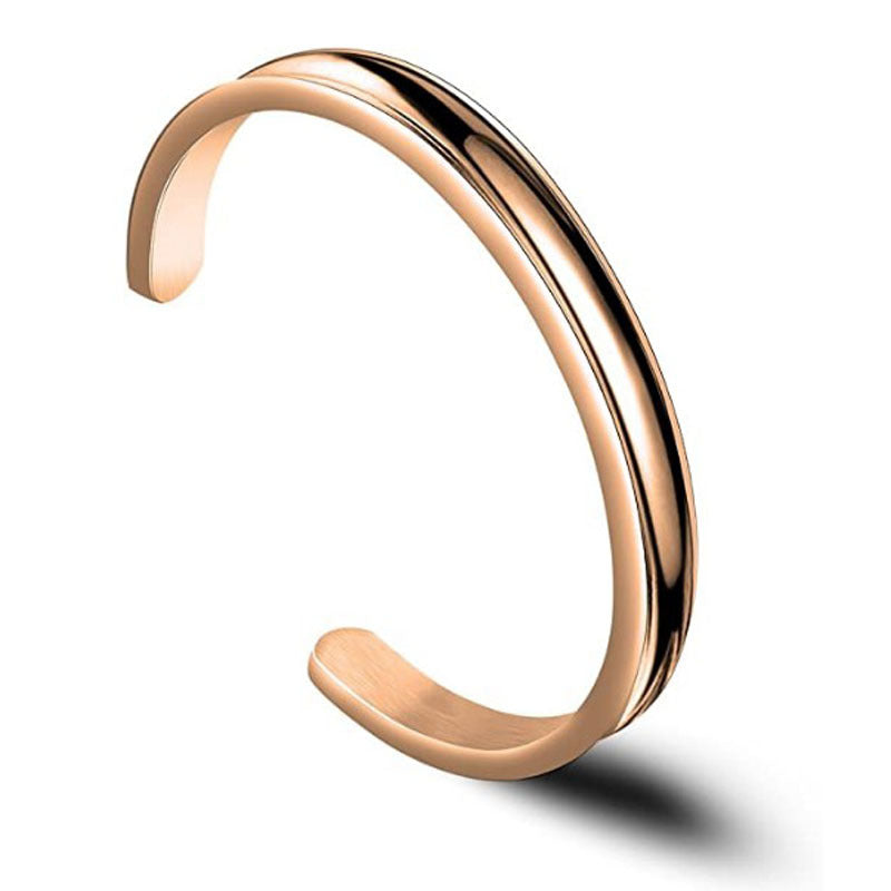 Women's & Men's Concave Radian Titanium Steel Couple Shaped Open Bracelet