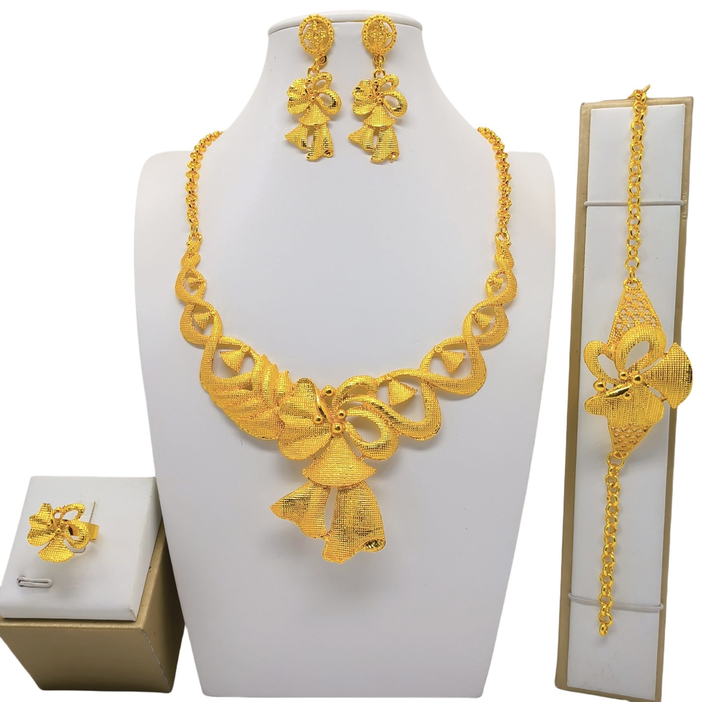 Charming Elegant Slouchy Saudi Bridal Wedding Jewelry Set