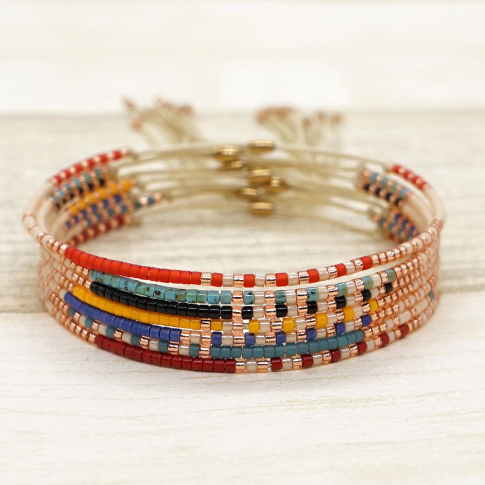 Simple Style Design Colored Beaded Hand-woven Bracelets