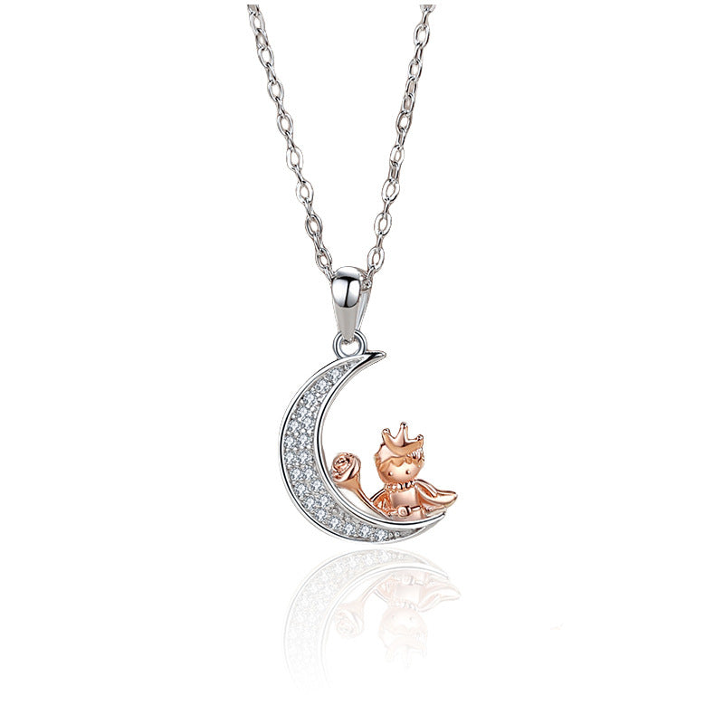 Moon Downwind Front Couple Fresh Full Diamond Necklaces