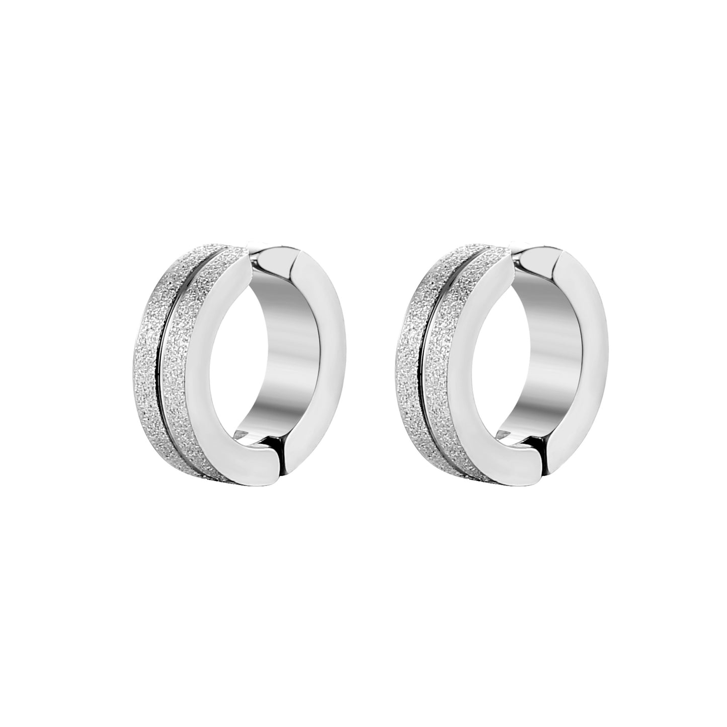 Women's & Men's Fashion Frosted Titanium Steel Ear Clips Personalized And Rings