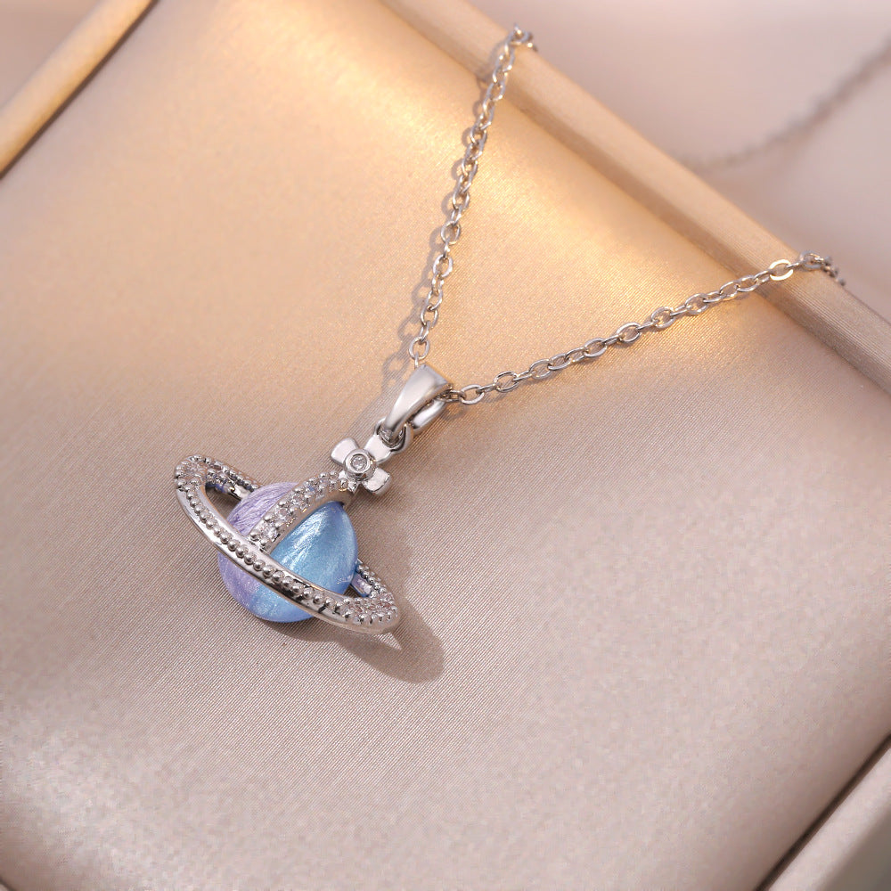 Female Queen Mother's Personality Blue Planet Universe Saturn Three-dimensional Necklaces