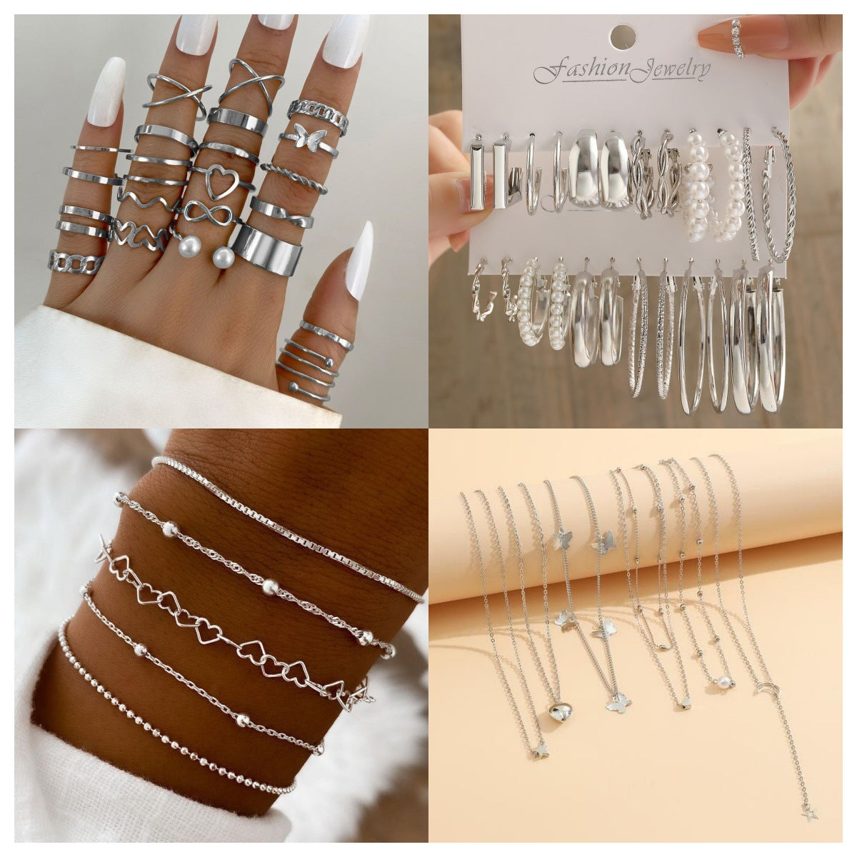 Diamond Butterfly Heart Pearl Fashionable Trendy Rings