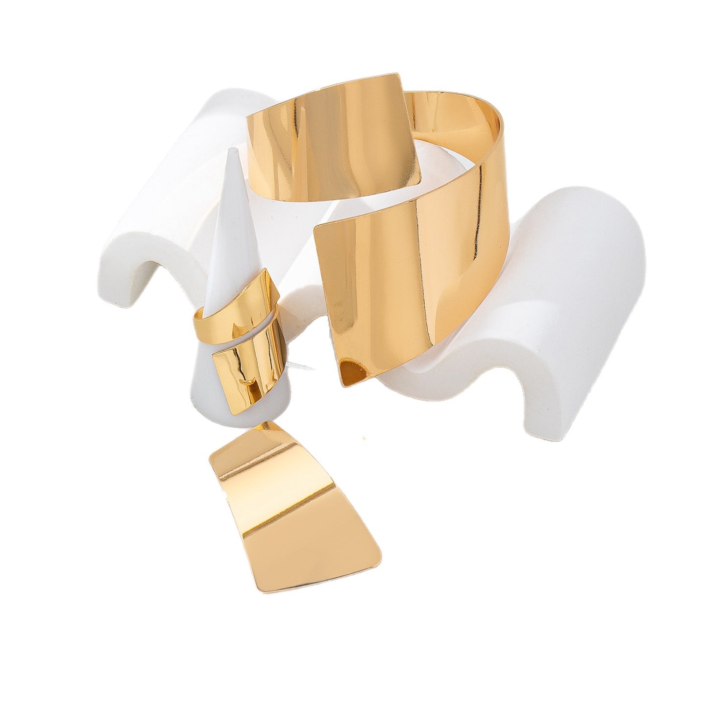 Exaggerated Geometry Gold-plated Ear Twin Wear Match Gift Jewelry Set