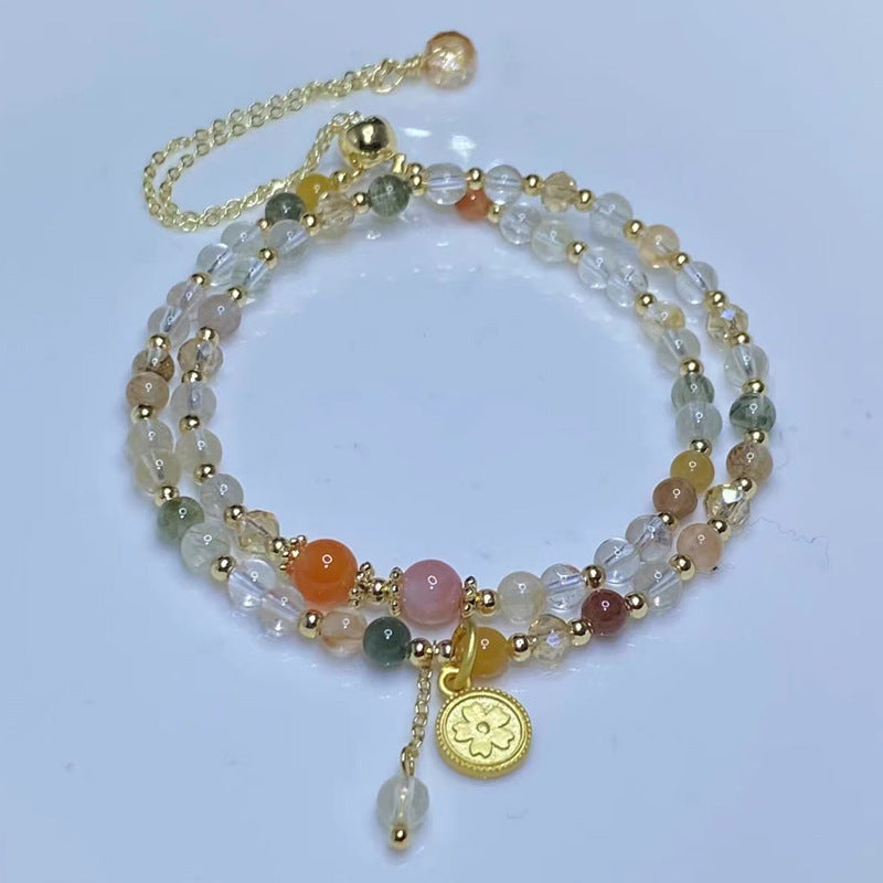 Natural Crystal Agate Colorful Hair Double Full Pull-out Bracelets
