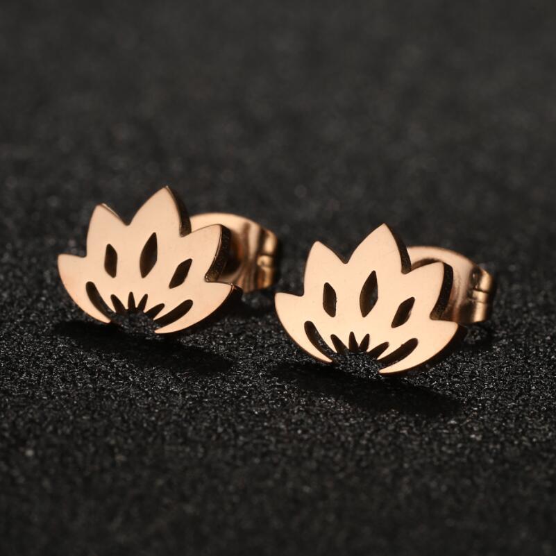 Steel Lotus Core Pattern Chinese Style Ear Stud Earrings