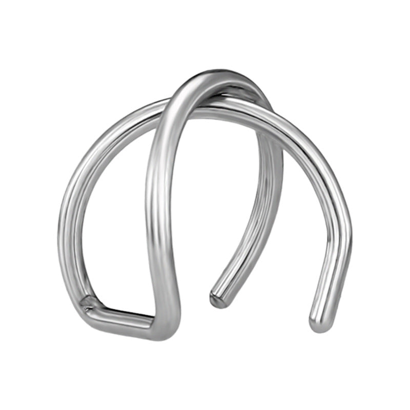 Fashionable Non Piercing Simple Personality Stainless Steel Double Ear Clip