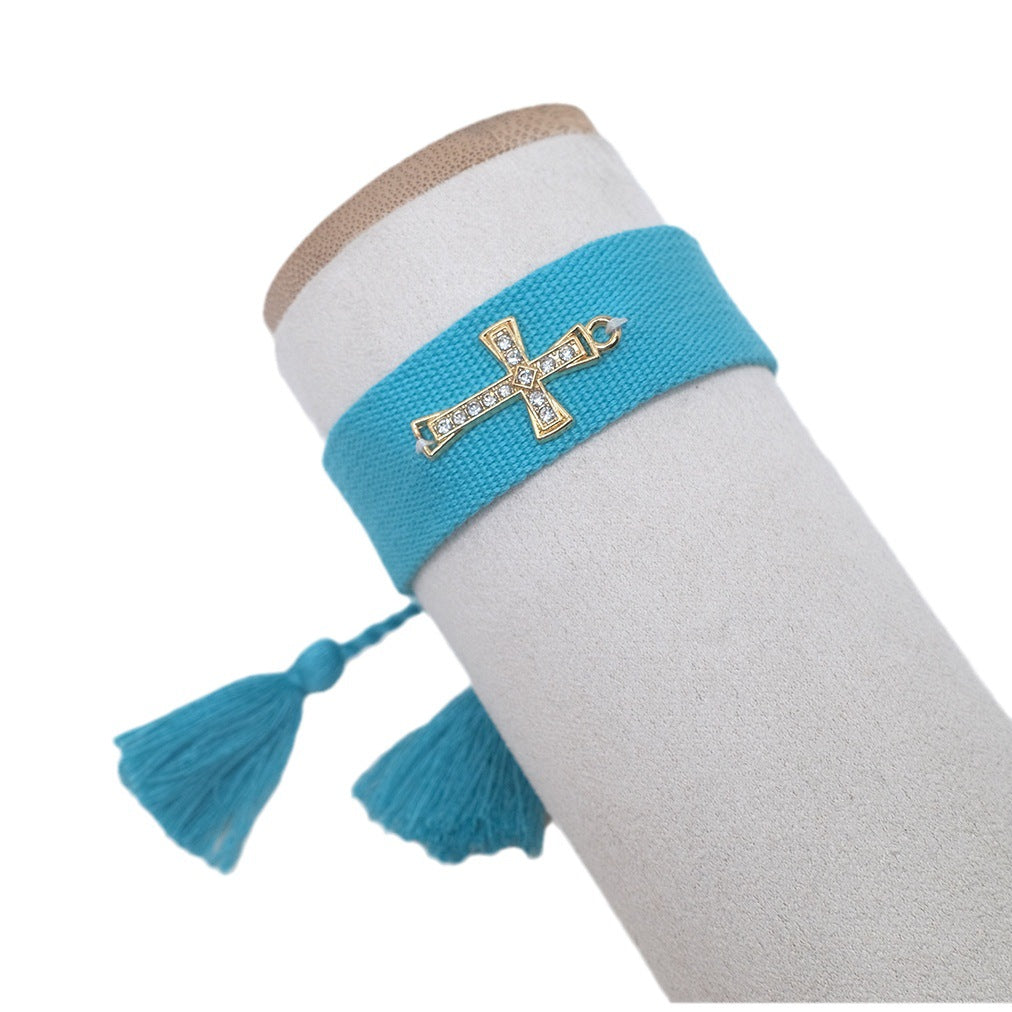 Cross Hand-woven Bohemian Embroidered Letter Wrist Bracelets