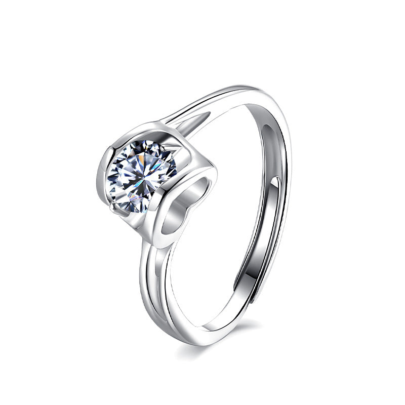 Women's Color Moissanite Niche Design Classic Sterling Rings