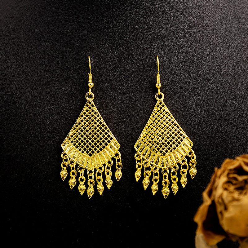 Style Peacock Golden Bell Tassel Bohemian Earrings