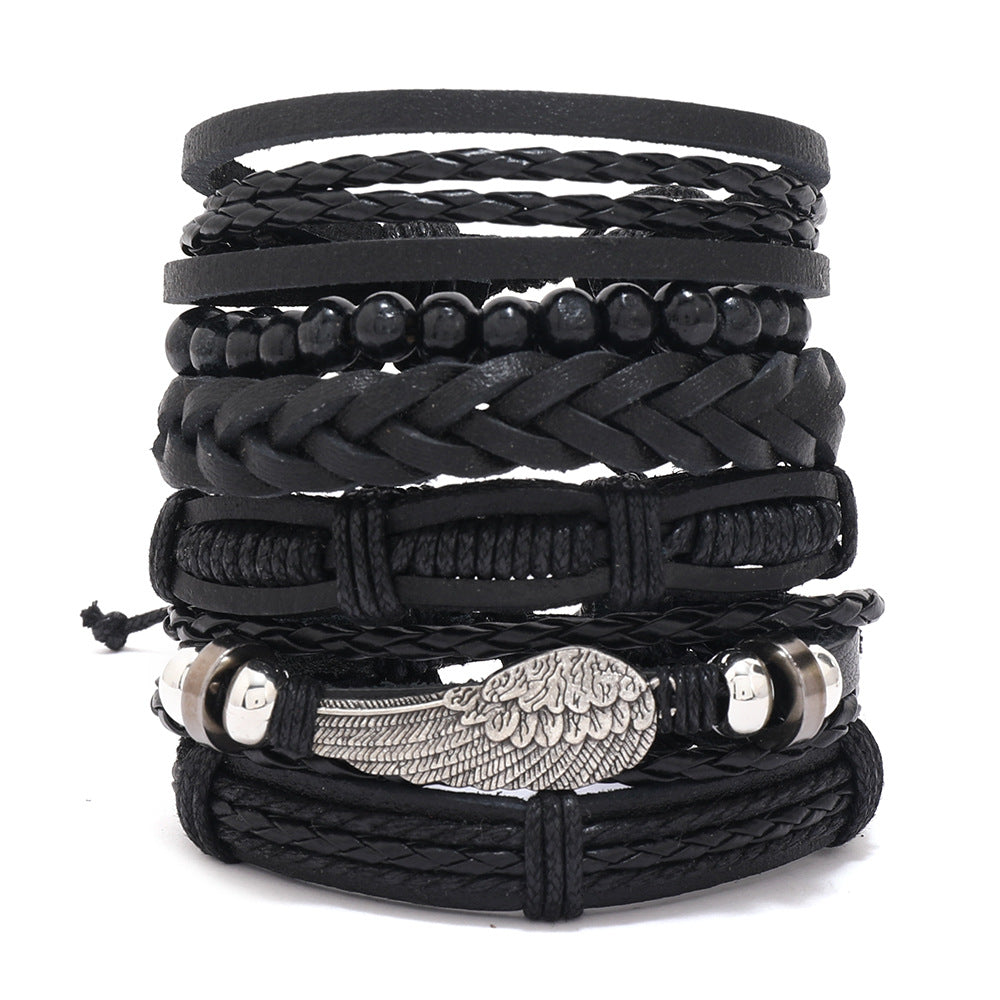 Bracelets de costume en cuir tissé Vintage pour hommes, ornement