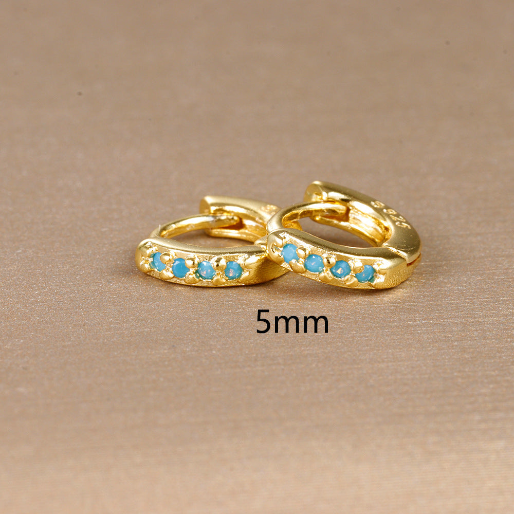 Simple Eardrop Blue Pine Zircon Circle Ear Bracelets