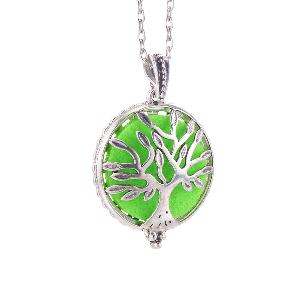 Hollow Lucky Tree Round Alloy Medal Charm Necklace