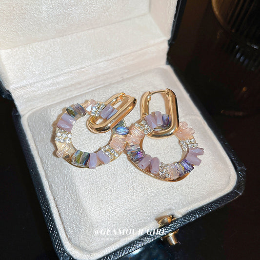 Women's Artificial Crystal Circle Geometry Clip Light Luxury Rings