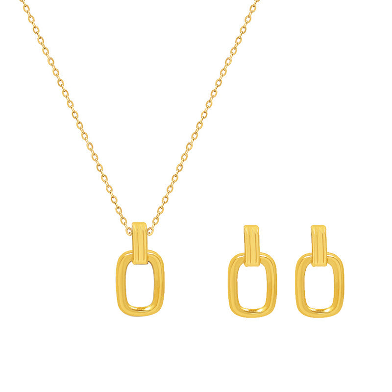 French Retro Oval Titanium Steel Geometric Necklaces
