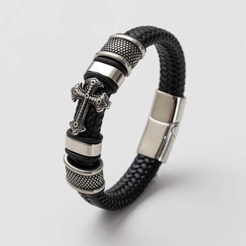 Men's Leather Hand-woven Authentic Weave Cross Retro Bracelets