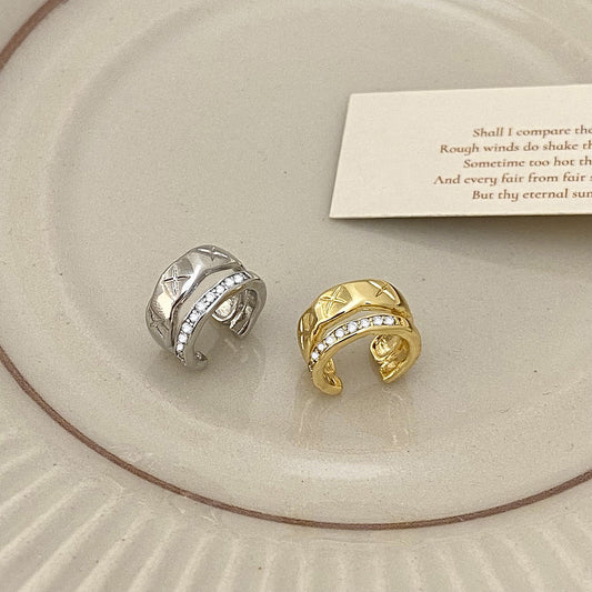 Texture Micro Inlaid Zircon Ear Clip Sweet Cool Style Versatile Earrings