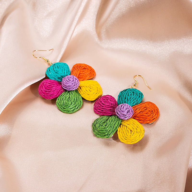 Flowers Ear Hook Sweet Personality Color Earrings