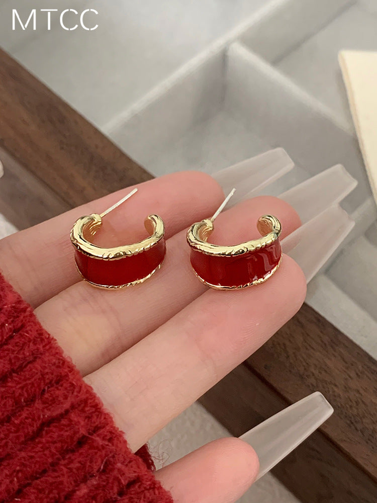 Women's Needle Shaped Red Suitable Festive Light Earrings